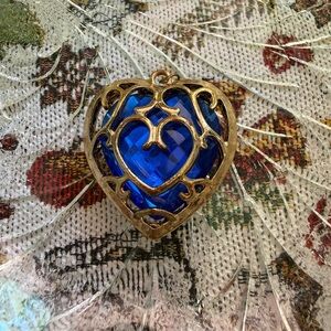 Royal Blue and Gold Heart Necklace